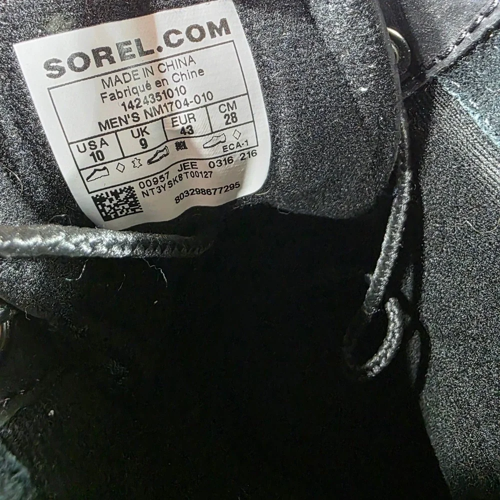 Sorel Men's‎ Black Leather Lace Up Duck Winter Snow Boots Waterproof Size 10